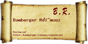 Bamberger Rémusz névjegykártya